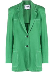 MSGM blazer en jean à coutures contrastantes - Vert