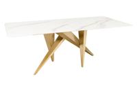 Eettafel ART LIVING 200cm keramisch wit marmeren blad met champagne gouden frame - 46202