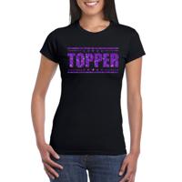 Toppers in concert - Topper t-shirt zwart met paarse glitters dames - thumbnail