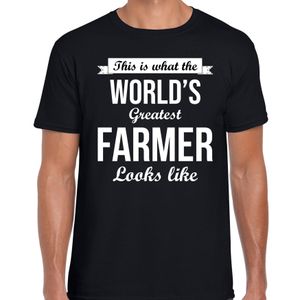 Worlds greatest farmer t-shirt zwart heren - Werelds grootste boer cadeau 2XL  -