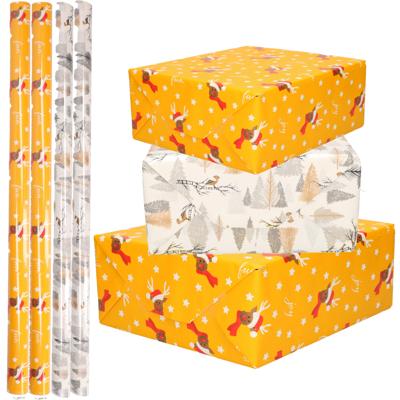 Luxe Kerst inpakpapier - cadeaupapier - 2 verschillende prints - 4x rollen - 250 x 70 cm