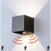 Goliving buitenlamp met bewegingssensor – Wandlamp zwart binnen/buiten – Kubuslamp – Waterdichte LED - Energiezuinig - thumbnail