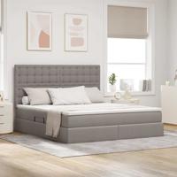 Opbergbed met LED met matras Taupe 180 x 200 cm Polyester