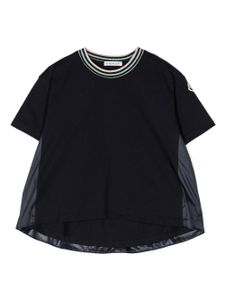 Moncler Enfant t-shirt plissé à patch logo - Bleu