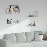 Wandplank met plank 4 pcs Wit Marmer 80 x 9 x 3 cm Bewerkt hout