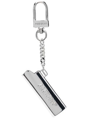 AMBUSH porte-clés à logo Lighter Case gravé - Gris