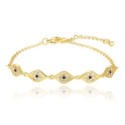 Goudkleurige Damesarmband met Witte en Zwarte Steentjes