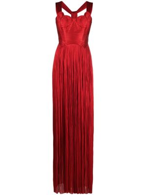 Maria Lucia Hohan robe longue plissée à fini satiné - Rouge