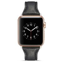 Apple Watch Series 9/8/SE (2022)/7/SE/6/5/4/3/2/1 Slanke leren band - 41 mm/40 mm/38 mm - Zwart