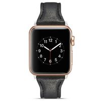 Apple Watch Series 9/8/SE (2022)/7/SE/6/5/4/3/2/1 Slanke leren band - 41 mm/40 mm/38 mm - Zwart - thumbnail