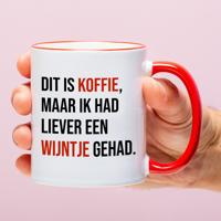 Mok Dit is koffie, maar ik had liever een wijntje gehad