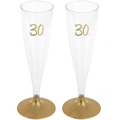 Verjaardag feest champagneglazen - leeftijd - 24x - 30 jaar - goud - kunststof