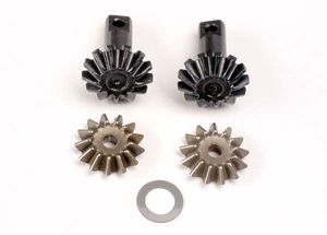 Diff gear set: 13-t output gear shafts (2)/ 13-t spider gears (2)/ spider shaft (1)/ 6x10x0.5mm teflon washer (1)