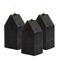 Anna's Collection LED kaars?huisje - 3x - zwart - H15 cm - met timer - op batterijen
