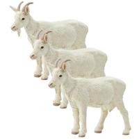 Safari LTD Speelgoed geit - Set van 3x stuks - boerderij dieren - 8 cm - speel figuur - wit - PVC