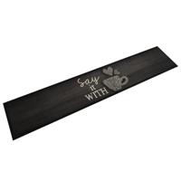 VidaXL Keukenmat wasbaar kopjeprint 60x300 cm fluweel zwart