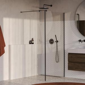 BRAUER Oblivion Inloopdouche - 90x200cm - 30cm zijwand - glascoating - helder glas - geborsteld gunmetal PVD GS-OBI2H9030200GM