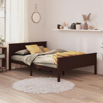 Bedframe massief grenenhout donkerbruin 160x200 cm