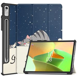 Basey Lenovo Tab P11 Pro (2e Gen) Hoesje Kunstleer Hoes Case Cover -Kat