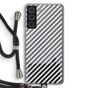 Strepen zwart-wit: Samsung Galaxy S21 FE Transparant Hoesje met koord