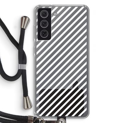 Strepen zwart-wit: Samsung Galaxy S21 FE Transparant Hoesje met koord