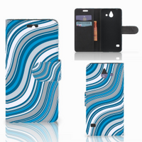 Huawei Ascend Y550 Telefoon Hoesje Waves Blue - thumbnail