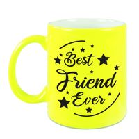 Best Friend Ever cadeau koffiemok / theebeker neon geel 330 ml - thumbnail