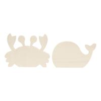 Creativ Company Houten zeedieren krab en walvis, 2st.
