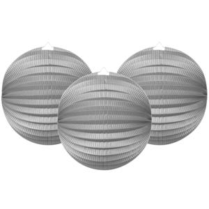 Haza Treklampion - 3x - metallic zilver - papier - rond - D23cm - decoratie - Sint Maarten