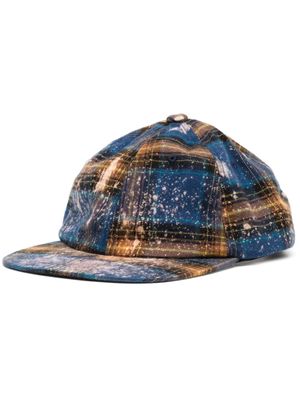 We11done casquette délavée à carreaux - Bleu