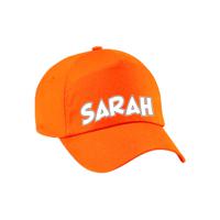 Cadeau pet/cap voor dames - Sarah - oranje - vijftig/50 jaar - verjaardag - thumbnail