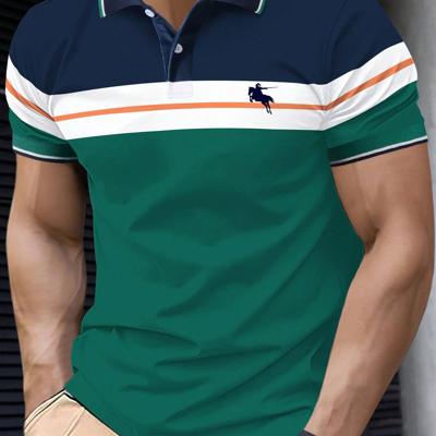 Bon&Bon Men's Geometric Print Polo Shirt - White Slim Fit Short Sleeve Multicolor / XXL