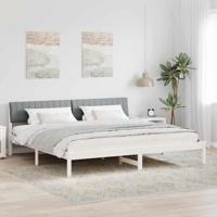 Bedframe Wit en lichtgrijs 160 x 200 cm Massief grenenhout