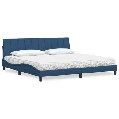 Bed met matras "Hanko" stof blauw 200x200 cm