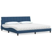 Bed met matras "Hanko" stof blauw 200x200 cm