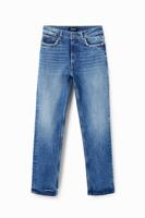 Straight jeans met detail van stras - BLUE - 40 - thumbnail