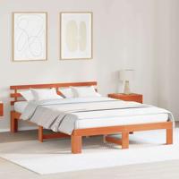 Bedframe met hoofdeinde Bruin 150 x 200 cm Massief grenenhout