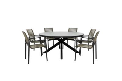 Qopps Ziggy tuintafel met 6 Stilo stapelbare tuinstoel