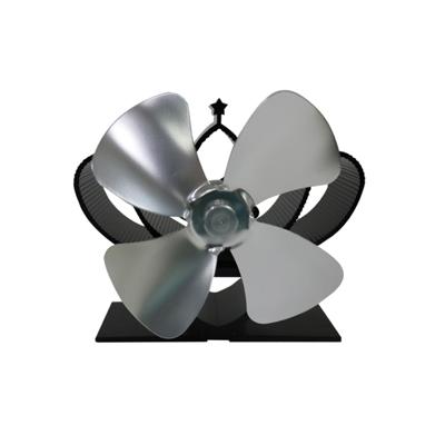 YL201 4-Blade hoge temperatuur metalen warmte aangedreven open haard kachel fan (zilver)