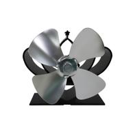 YL201 4-Blade hoge temperatuur metalen warmte aangedreven open haard kachel fan (zilver)