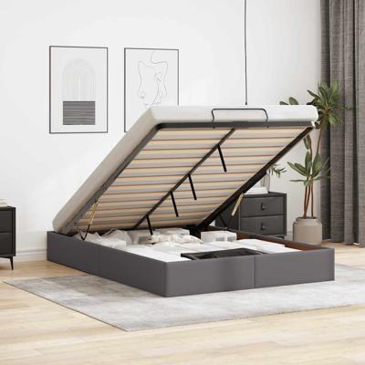 Bedframe zonder matras 140x200 cm kunstleer grijs