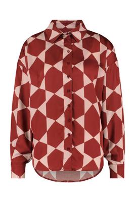 Vajen viscose blouse - stone red/baby pink - 06957