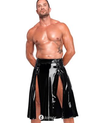 * NOIR handmade PVC herenrok met plooien en drukknopen, H091