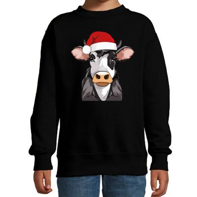 Kersttrui / sweater boerderijdieren - kinderen - Koe - zwart - kerstmuts - Kerstmis Kersttrui / sweater boerderijdieren - kinderen - Koe - zwart - kerstmuts - Kerstmis