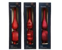 Piek glas d8h31 cm rood a3 kerst - Decoris