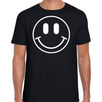 Verkleed T-shirt voor heren - Smile Emoticon - zwart - carnaval - foute party - feestkleding