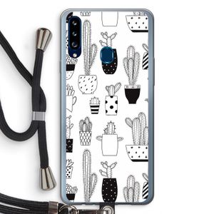 Cactusmotief: Samsung Galaxy A20s Transparant Hoesje met koord