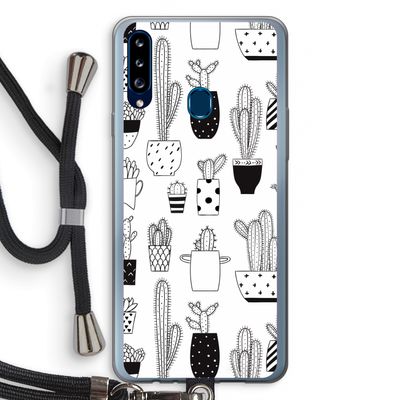 Cactusmotief: Samsung Galaxy A20s Transparant Hoesje met koord