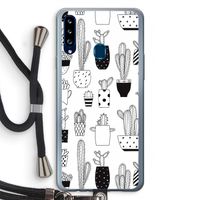 Cactusmotief: Samsung Galaxy A20s Transparant Hoesje met koord