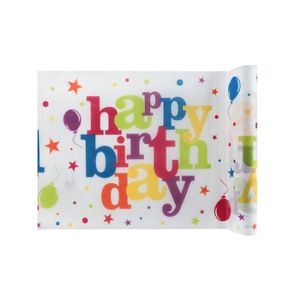 1x Happy Birthday thema tafellopers op rol 500 cm kinderfeestje versiering   -